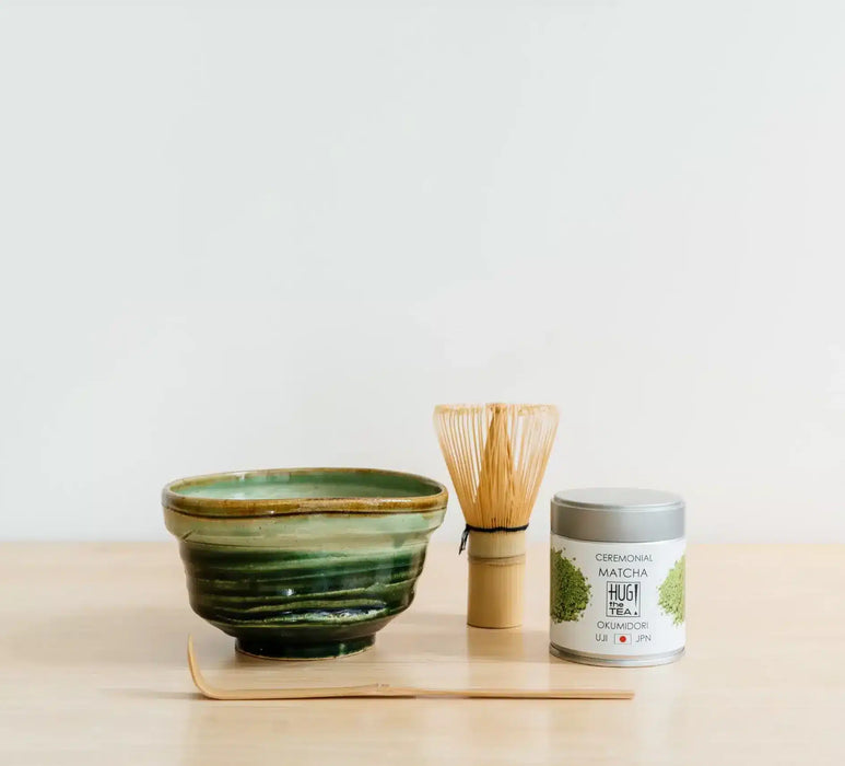 Uji Matcha Set – with handmade green bowl (4-pcs)